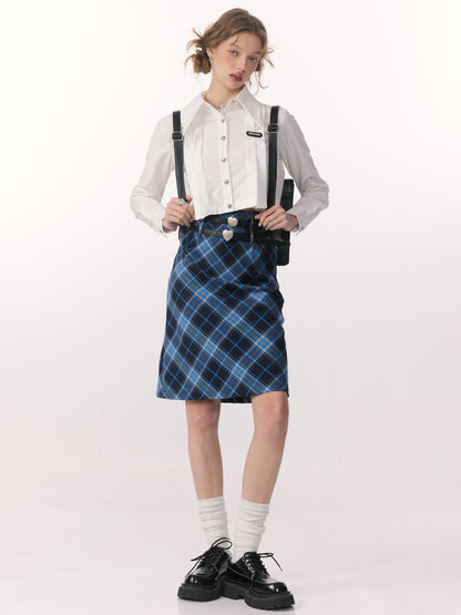 Blue Plaid Middle Skirt