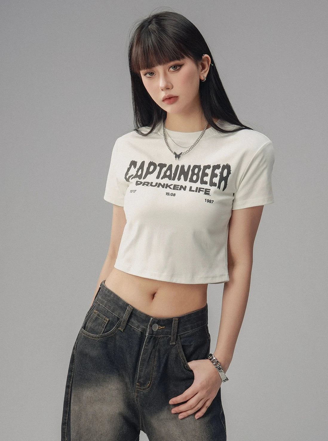 Waist Cropped Crew Neck T-Shirt