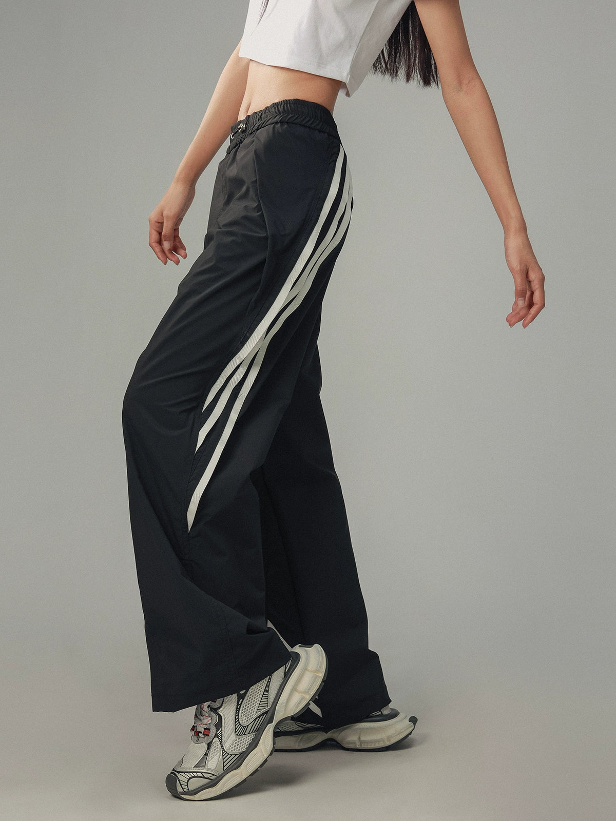 American Hip-hop Contrast Stripe Panelled Sweatpants