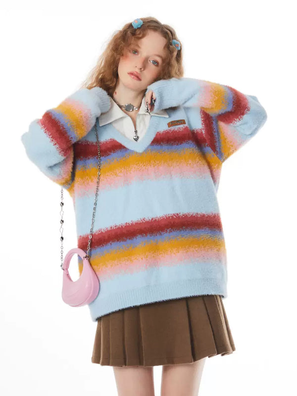 American vintage warm soft V-neck top