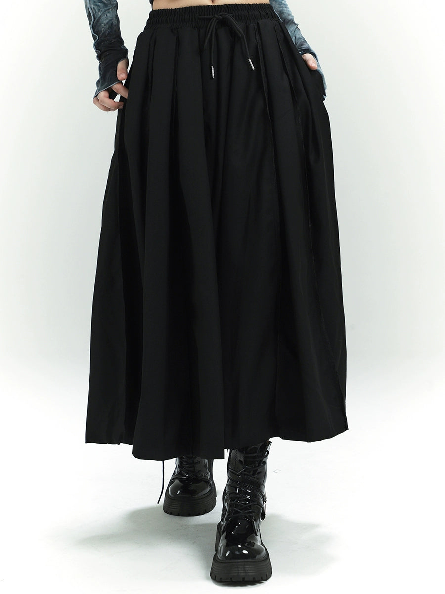 Yamamoto style dark pleated culottes skirt