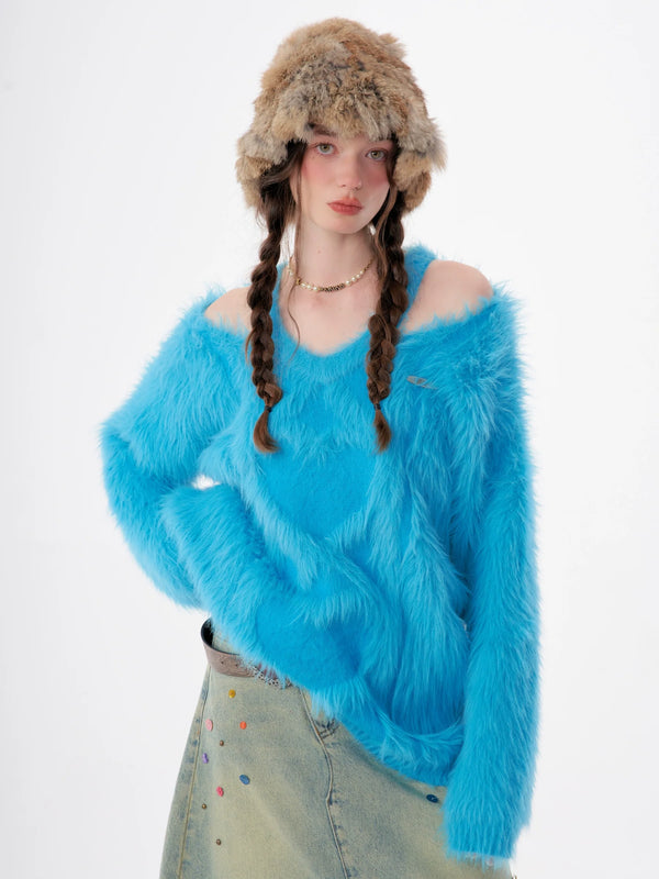 Halter Neck Off Shoulder Knit Tops