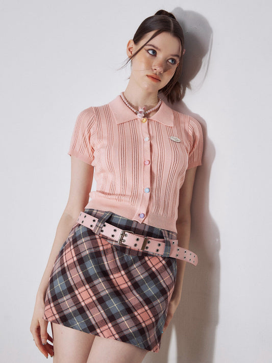 Retro High Waist Plaid Skirt