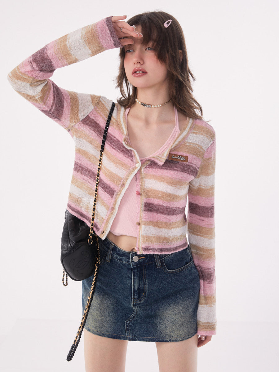 Color Contrast Border Cardigan