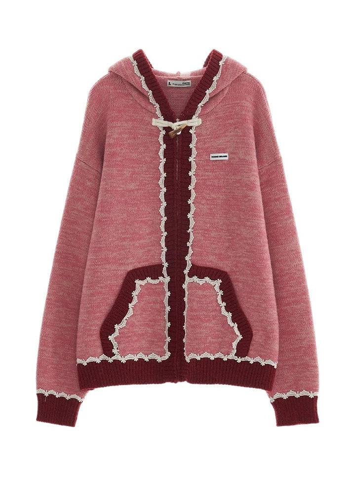 Knitted Hooded Cardigan Jacket