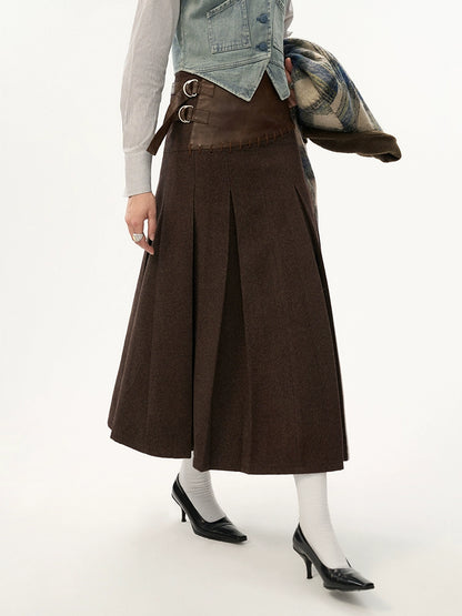 Tweed blazer pleated skirt Set-up