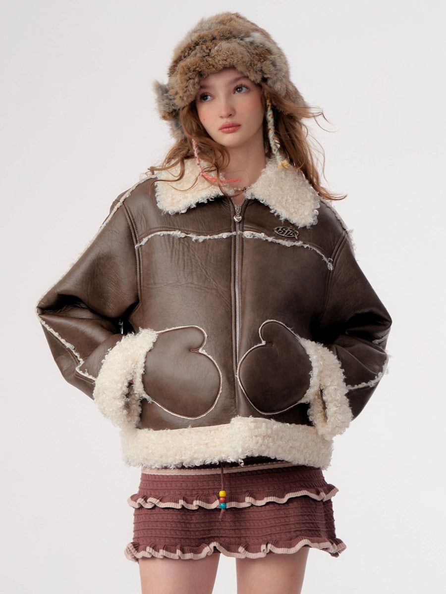 American Thick Lamb Fur Coat