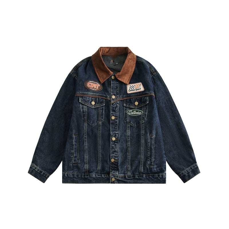 American retro denim blue coat