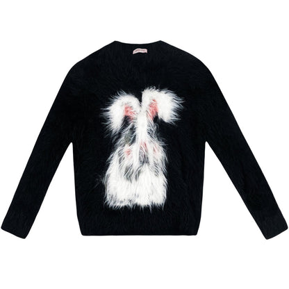 Red Advanced Rabbit V-neck Sweater