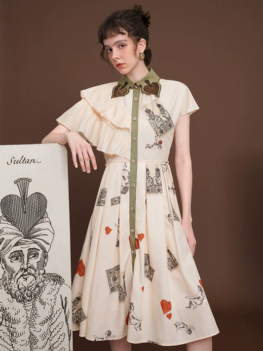 Französisches Vintage-Kleid mit Blumendruck