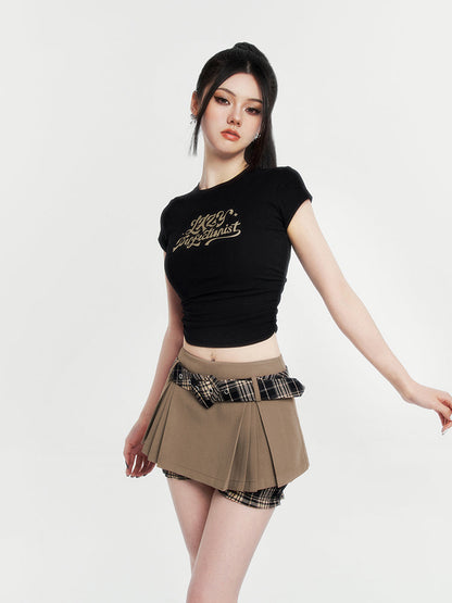 Hot Girl European Check Culottes