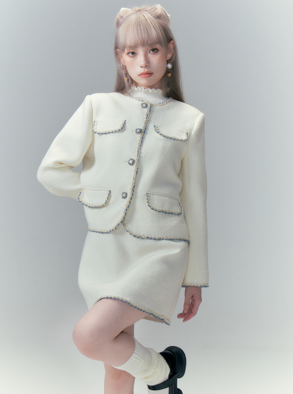 Wool Tweed  Suit Short Skirt Sets