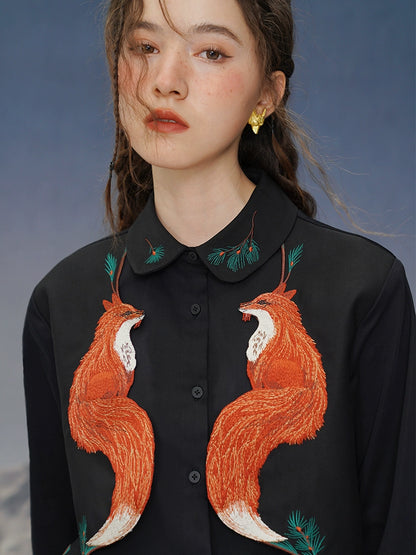 Original red fox embroidered shirt
