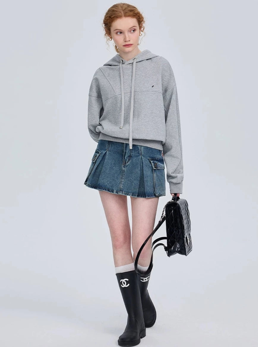 Korean version hoodie oversized small gray tops