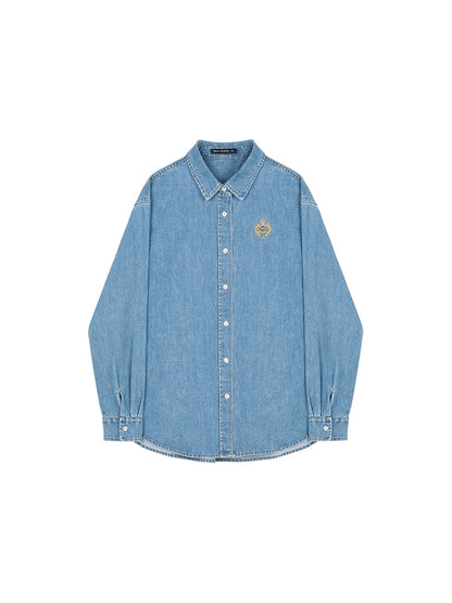 Washed Blue Bottomed Denim Shirt