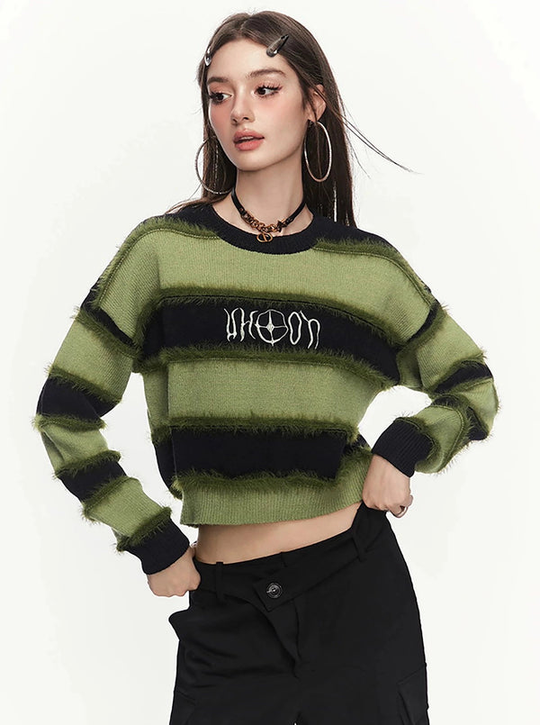 Versatile Stripe Short Knitted Shirt