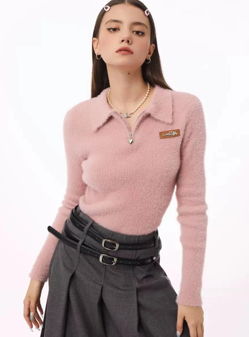 American vintage thin polo collar Tops