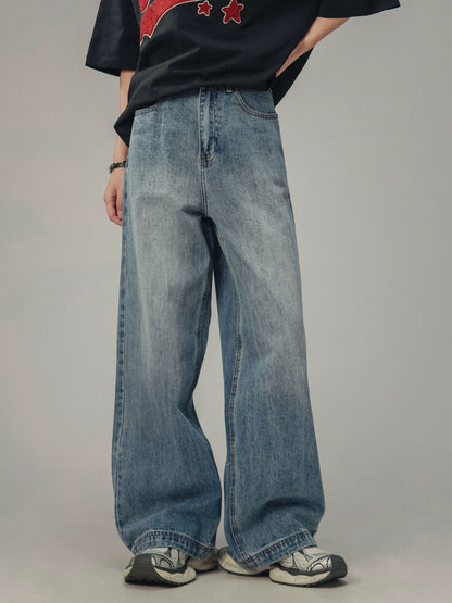 Amerikanische Retro Drape Jeans Gerade Hose