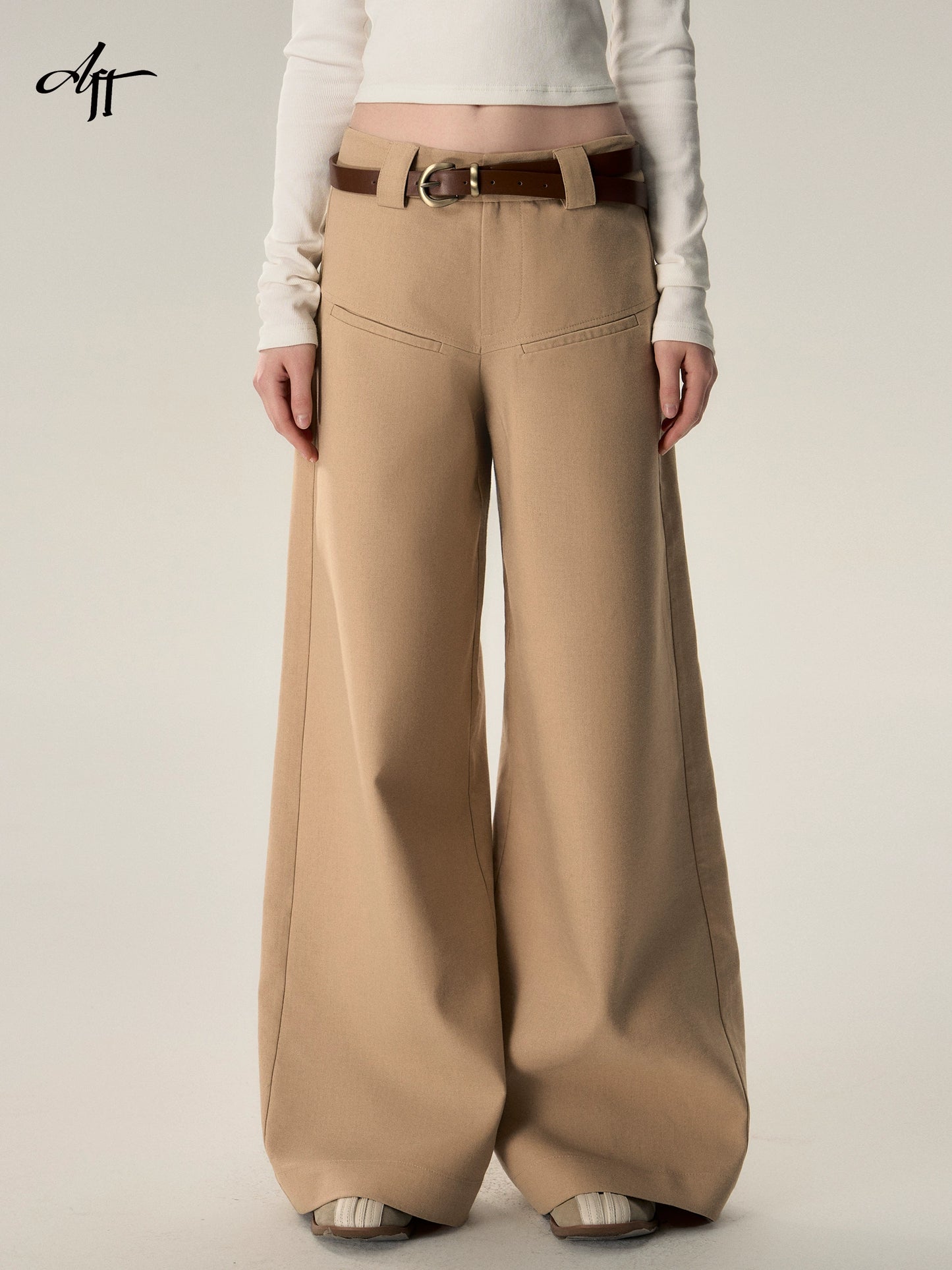 Vintage Loose Wool Low Rise Casual Pants