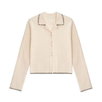 French lapel short knit tops