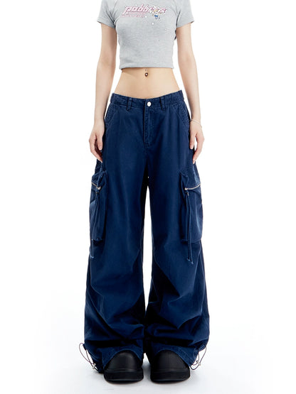 Loose Drawstring Parachute Pants