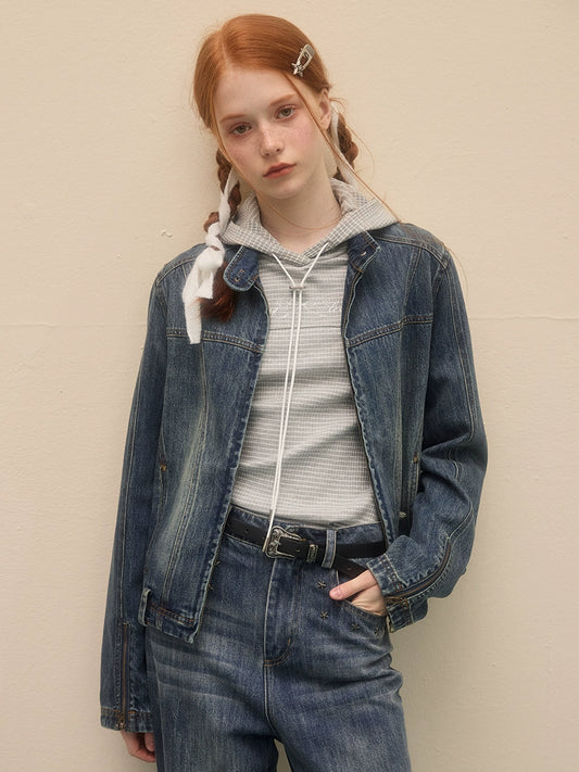 Lässige vielseitige Vintage -Denimjacke