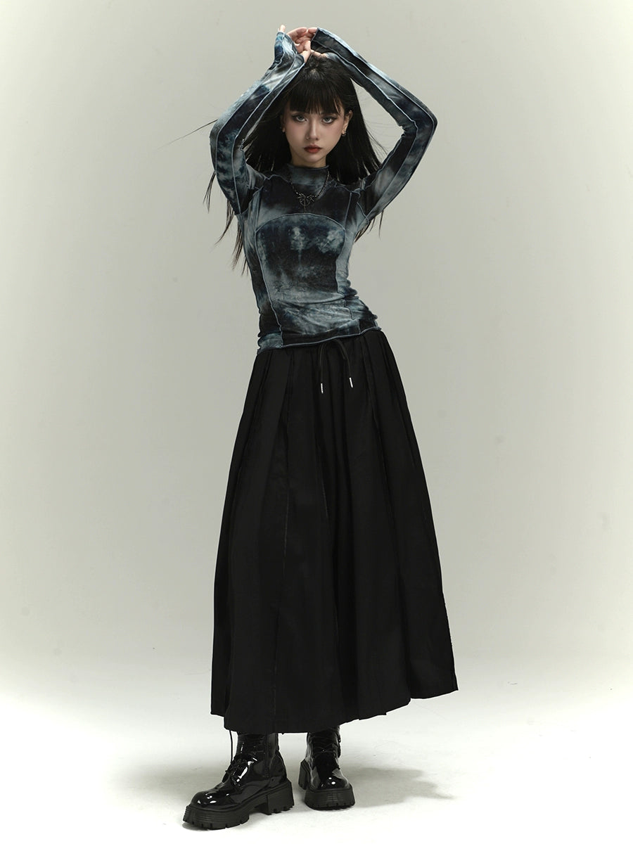 Yamamoto -Stil dunkler Falten -Culottes -Rock