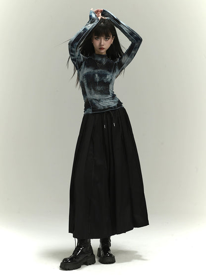 Yamamoto style dark pleated culottes skirt