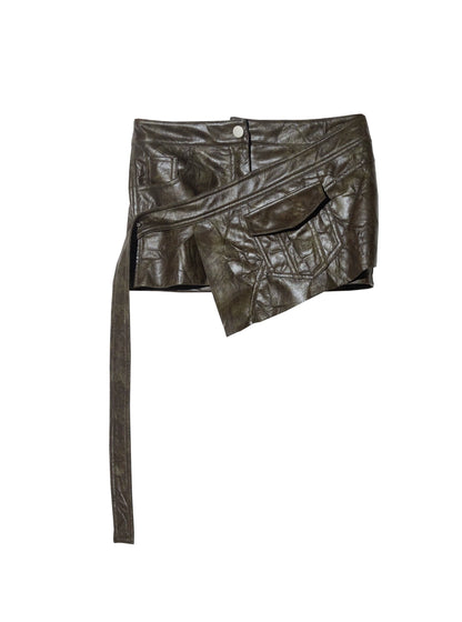 Wrinkled texture faux leather with skirt