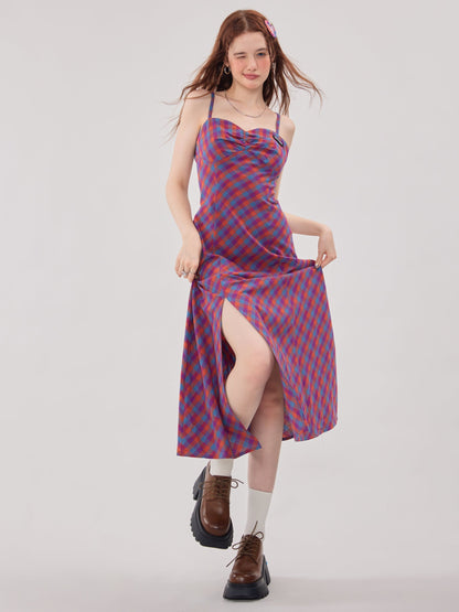 American Retro Plaid Dress