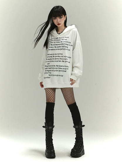 American retro white loose sweatshirt coat