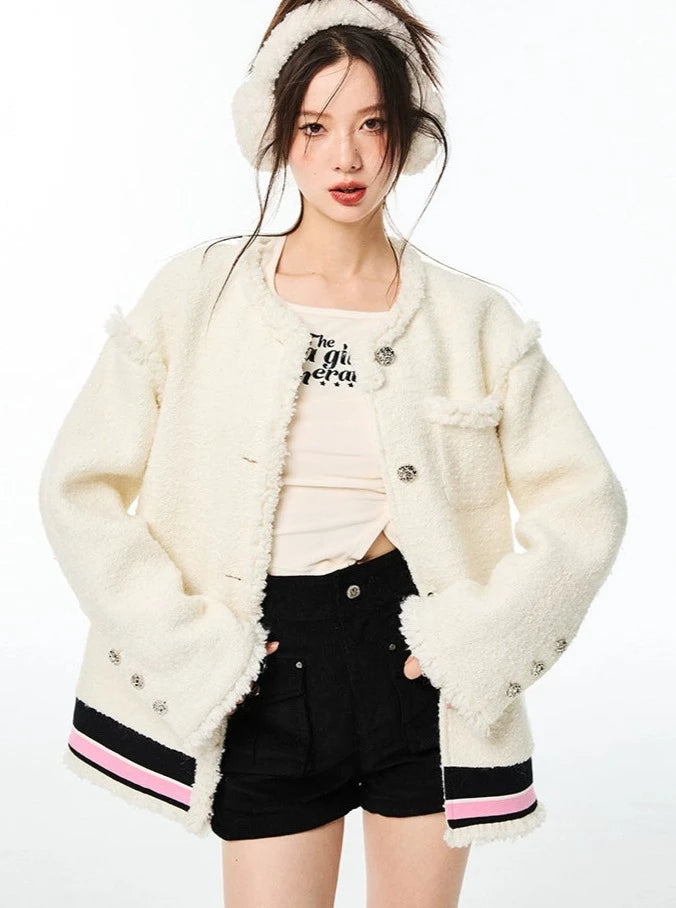 Imitation lamb's wool short coat