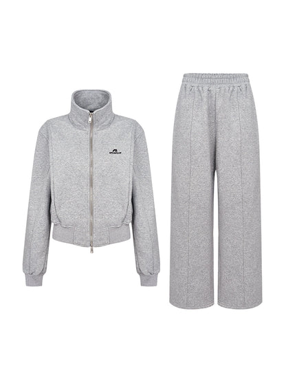 Retro Stand Up Collar Tracksuit Set