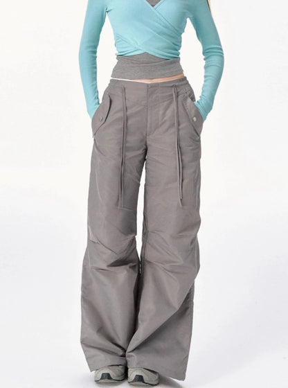 Vintage Loose Wide Leg Grey Cargo Trousers