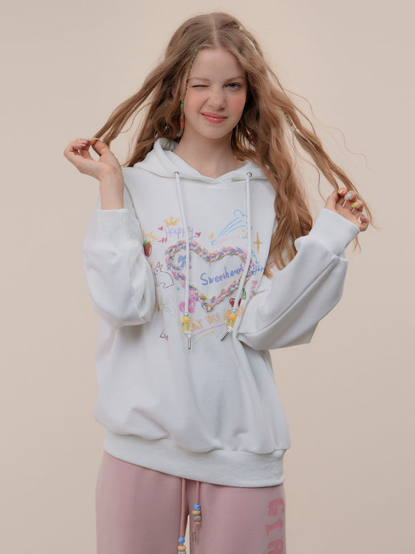 Vintage Long Sleeve Loose Knit Hooded Sweatshirt