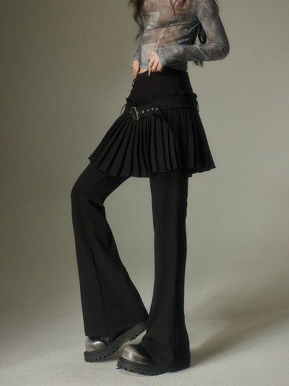 NICHE PLEATED CULOTTES MICRO-FLARED PANTS