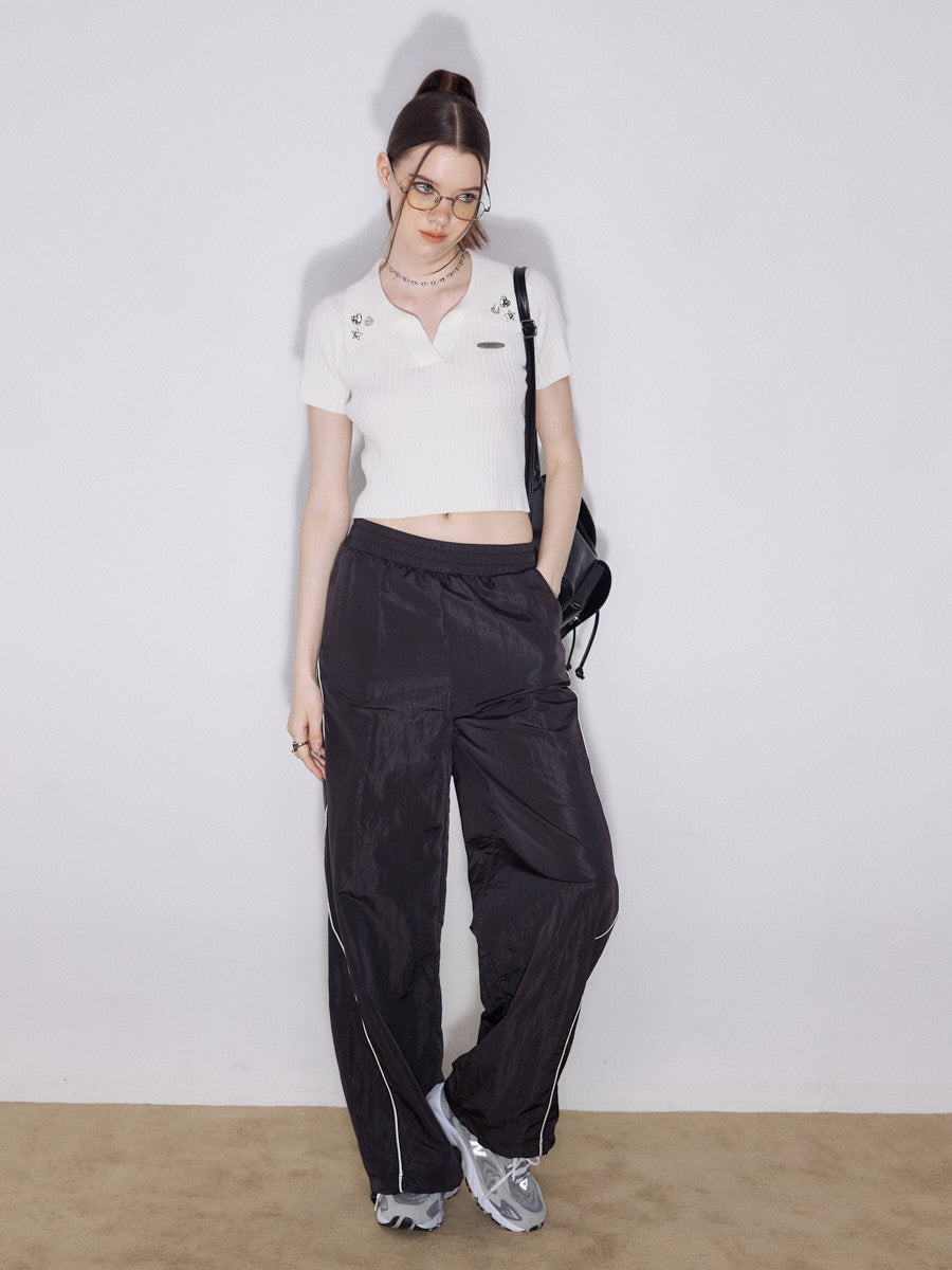 Side Wave Line Nylon Pants