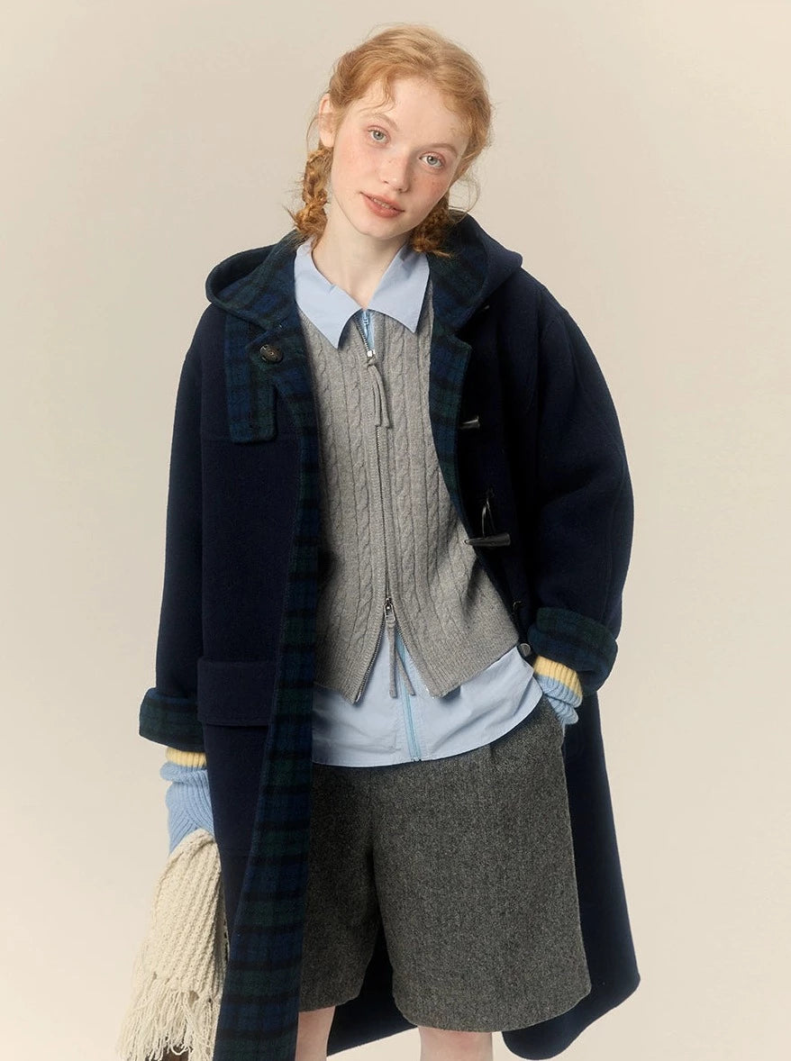Wool Reversible Tweed Coat