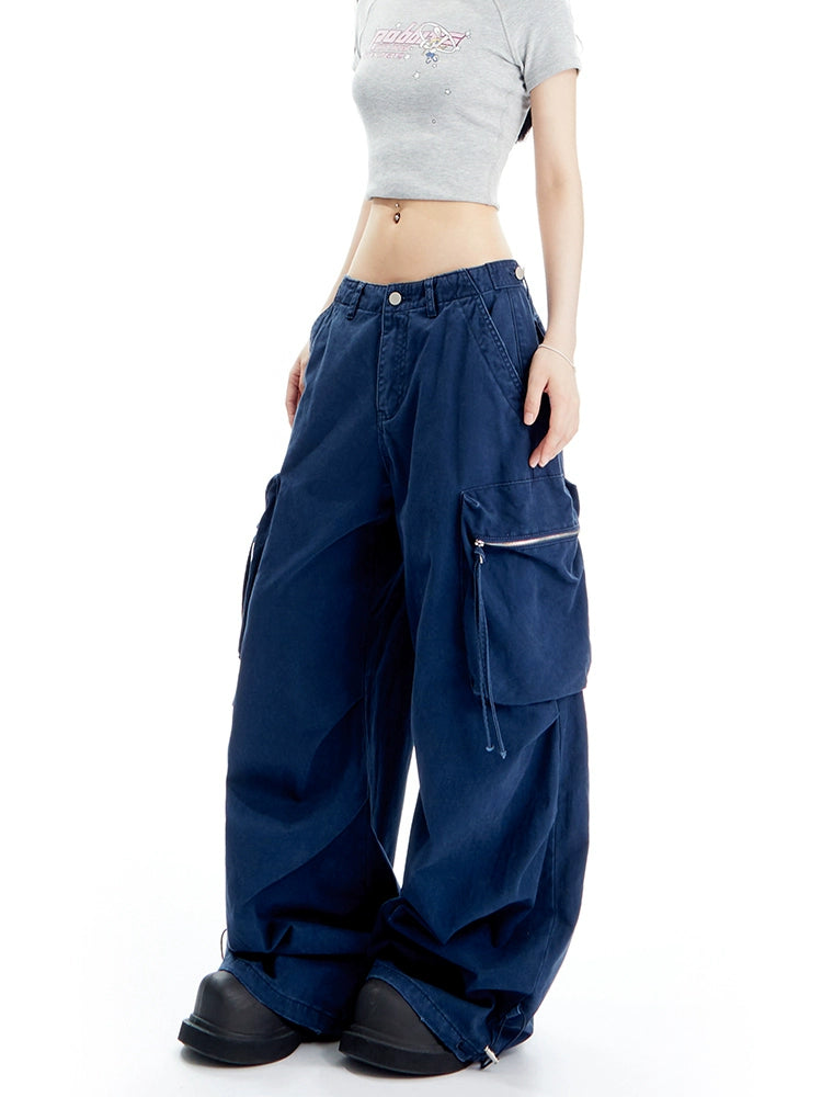 Loose Drawstring Parachute Pants