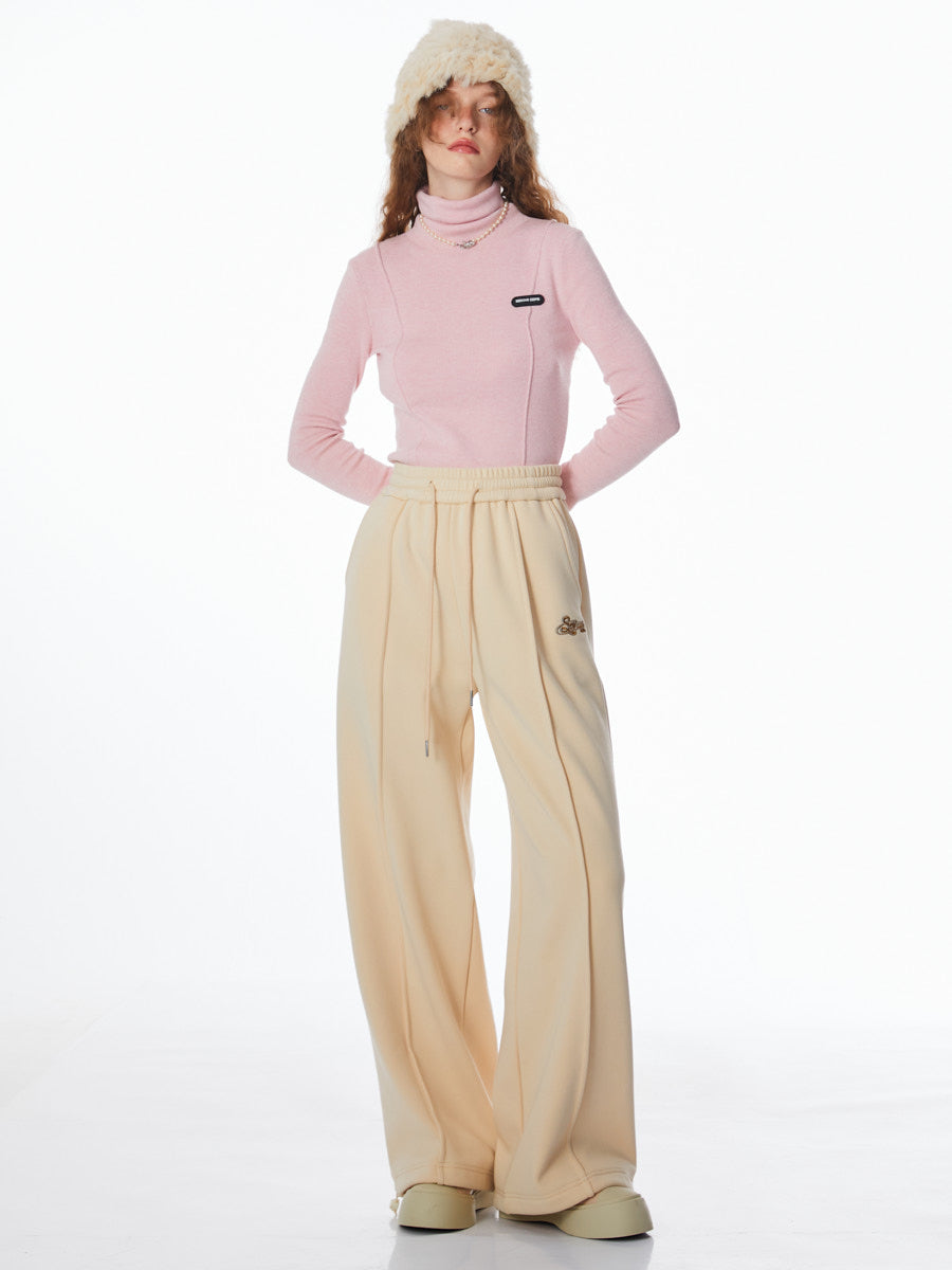 Retro Pink Velvet Wide-leg Pants