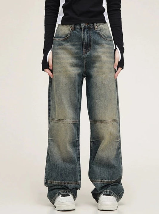 American vintage distressed panelled pants