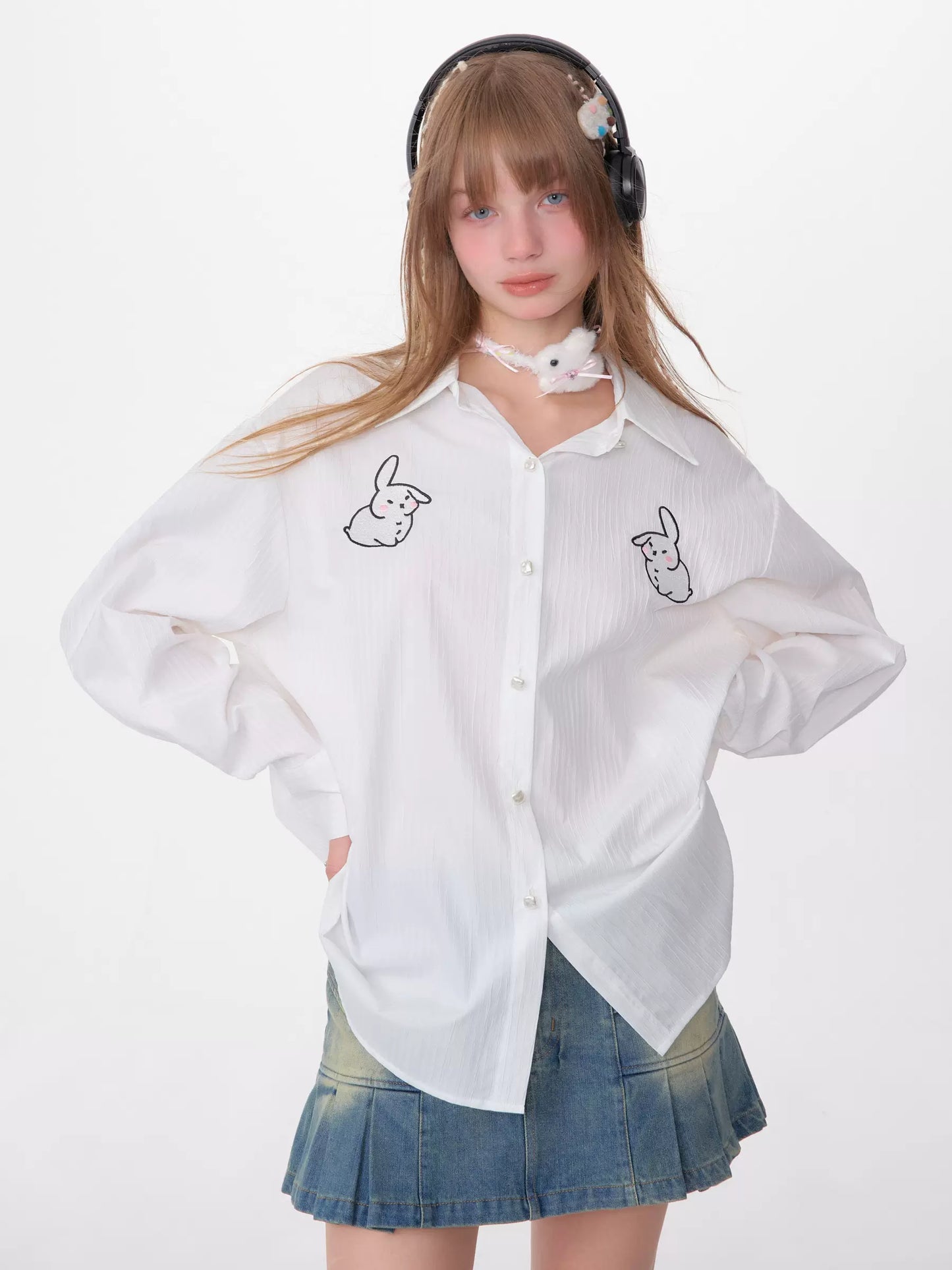 American Retro Embroidery Long Sleeve Shirt