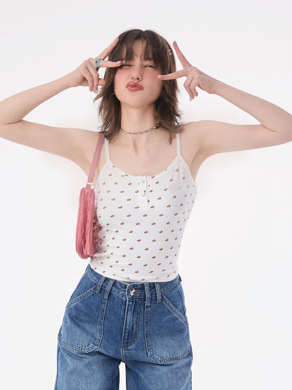 Cherry Short Sleeveless Top