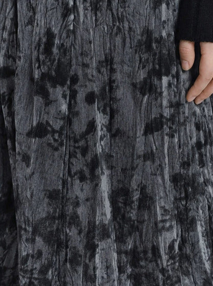 Pleated Texture Velvet Skirt