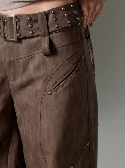 vintage metal studded leather pants