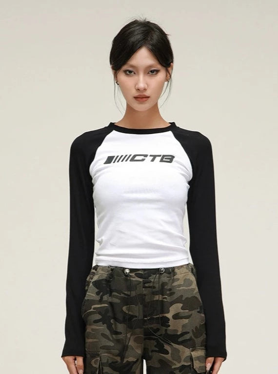 American Retro Raglan Long Sleeve Top