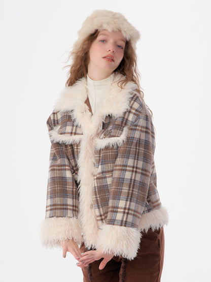 Thickened plaid cotton Coat