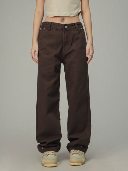 Vintage Brown Maillard Straight Trousers