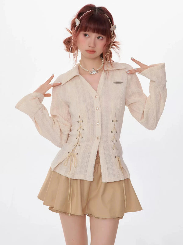 Texture Slim Tie Long Sleeve Shirt