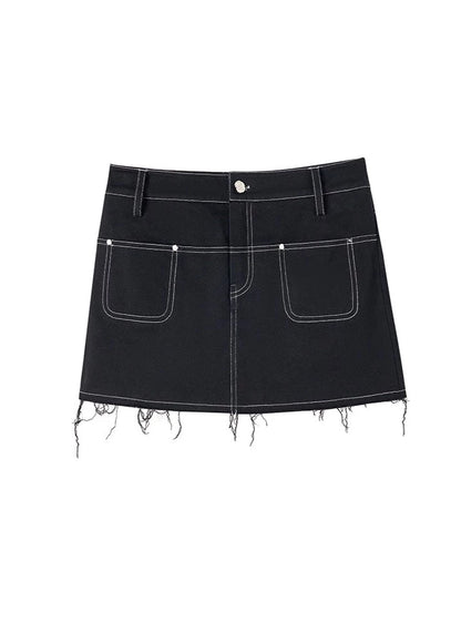 A-line short denim skirt
